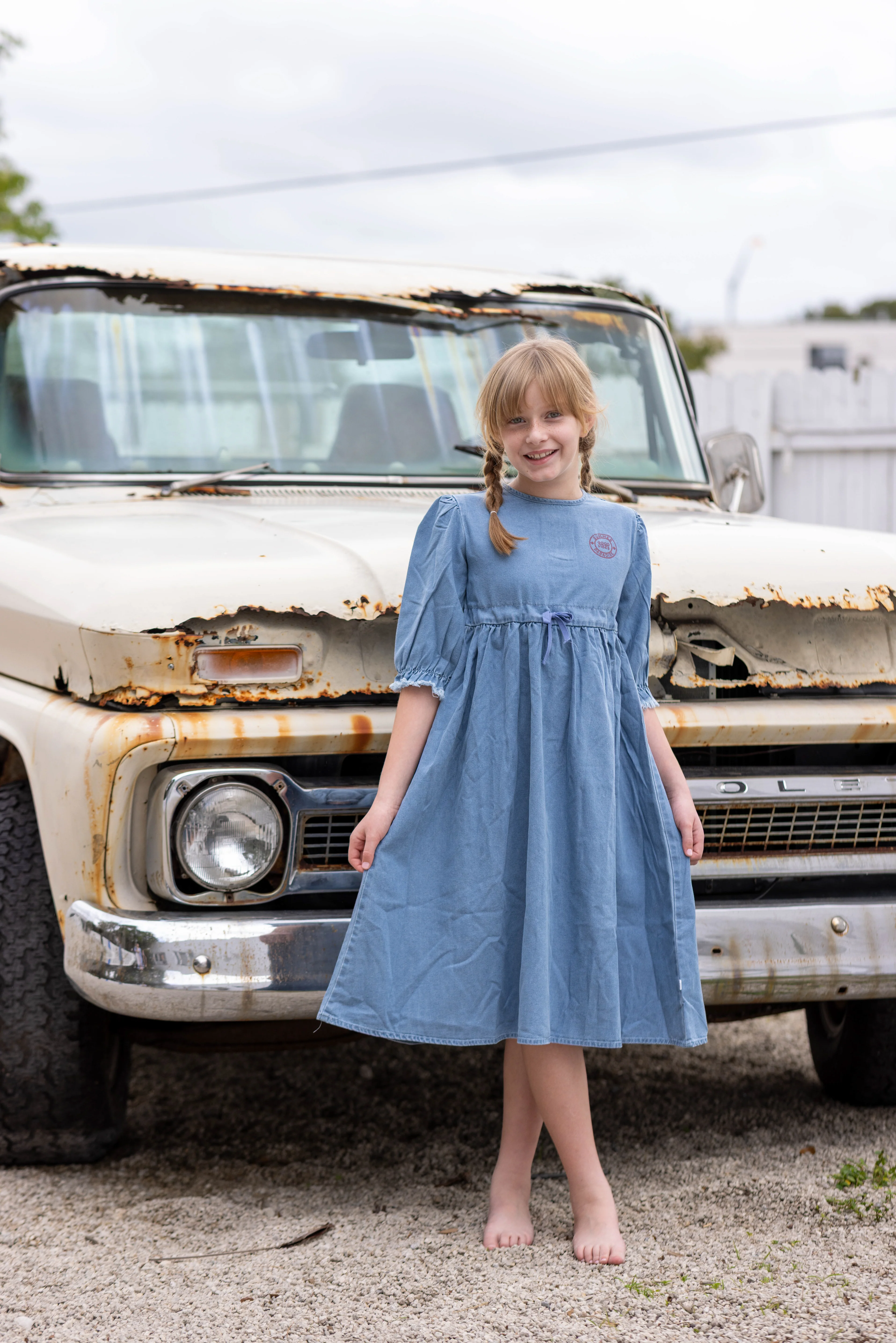 Denim 3/4 Sleeve Dress - Image 3