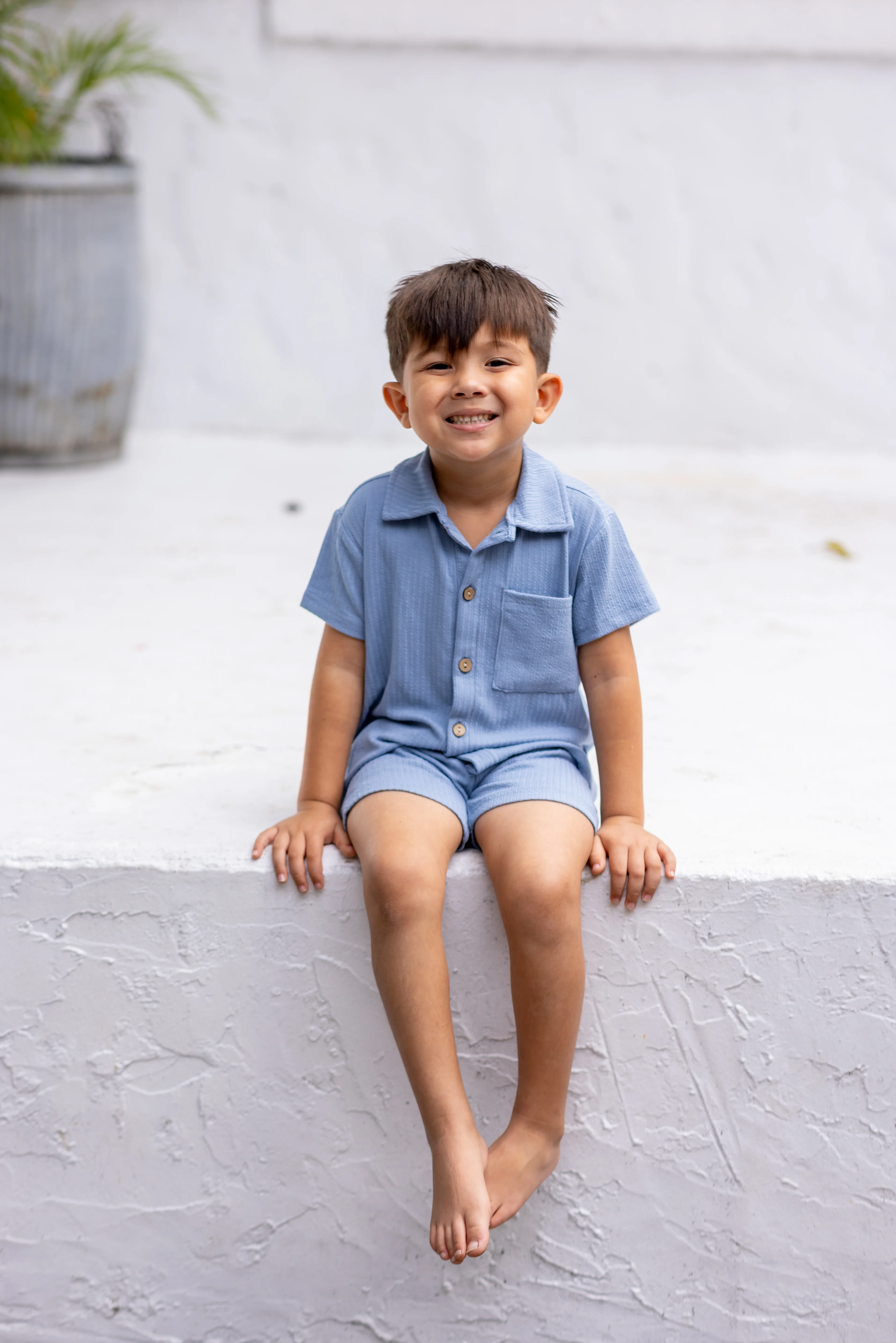 Grandpa Ribbed Short Set- Blue - Image 3