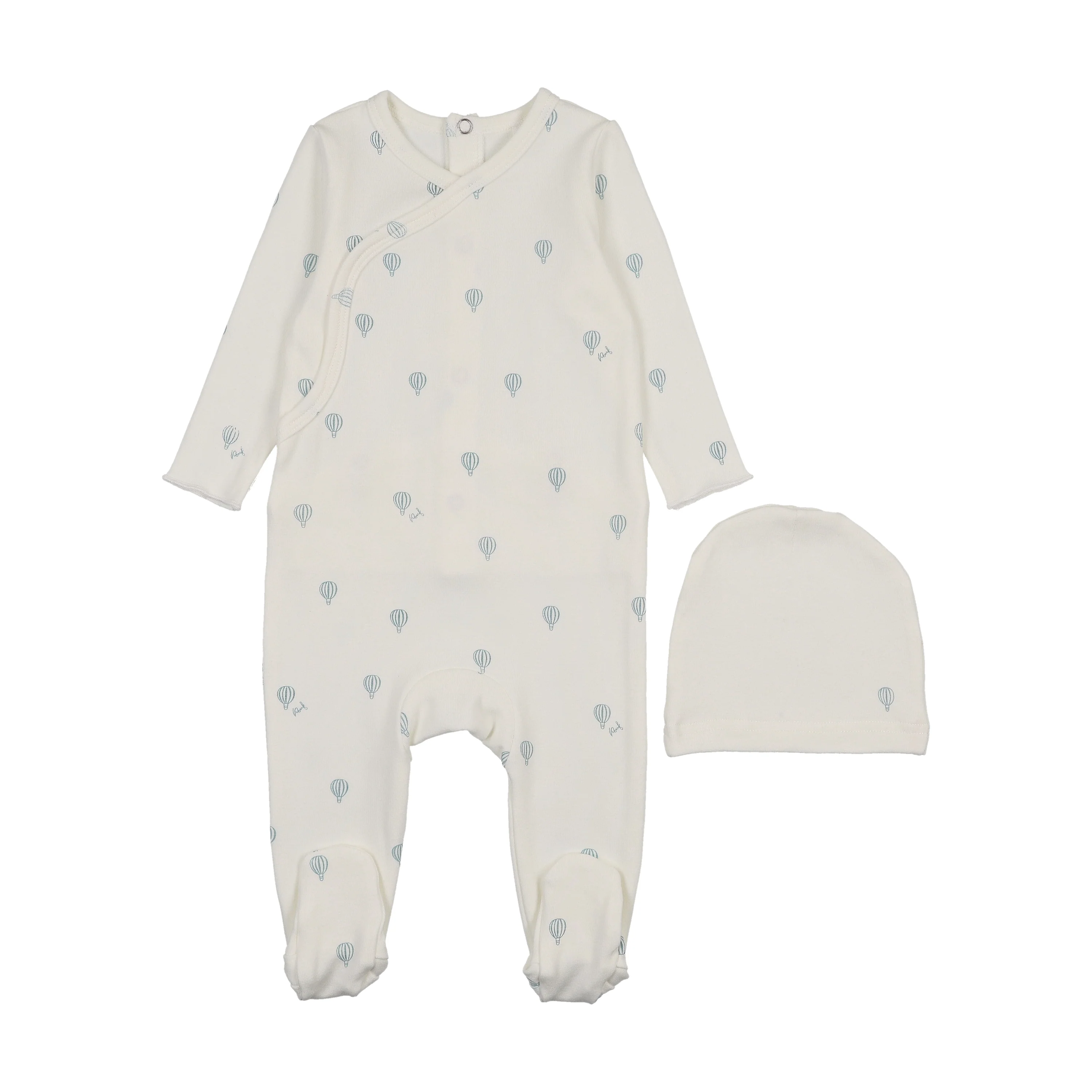 Hot Air Balloon Printed Footie- White/Blue