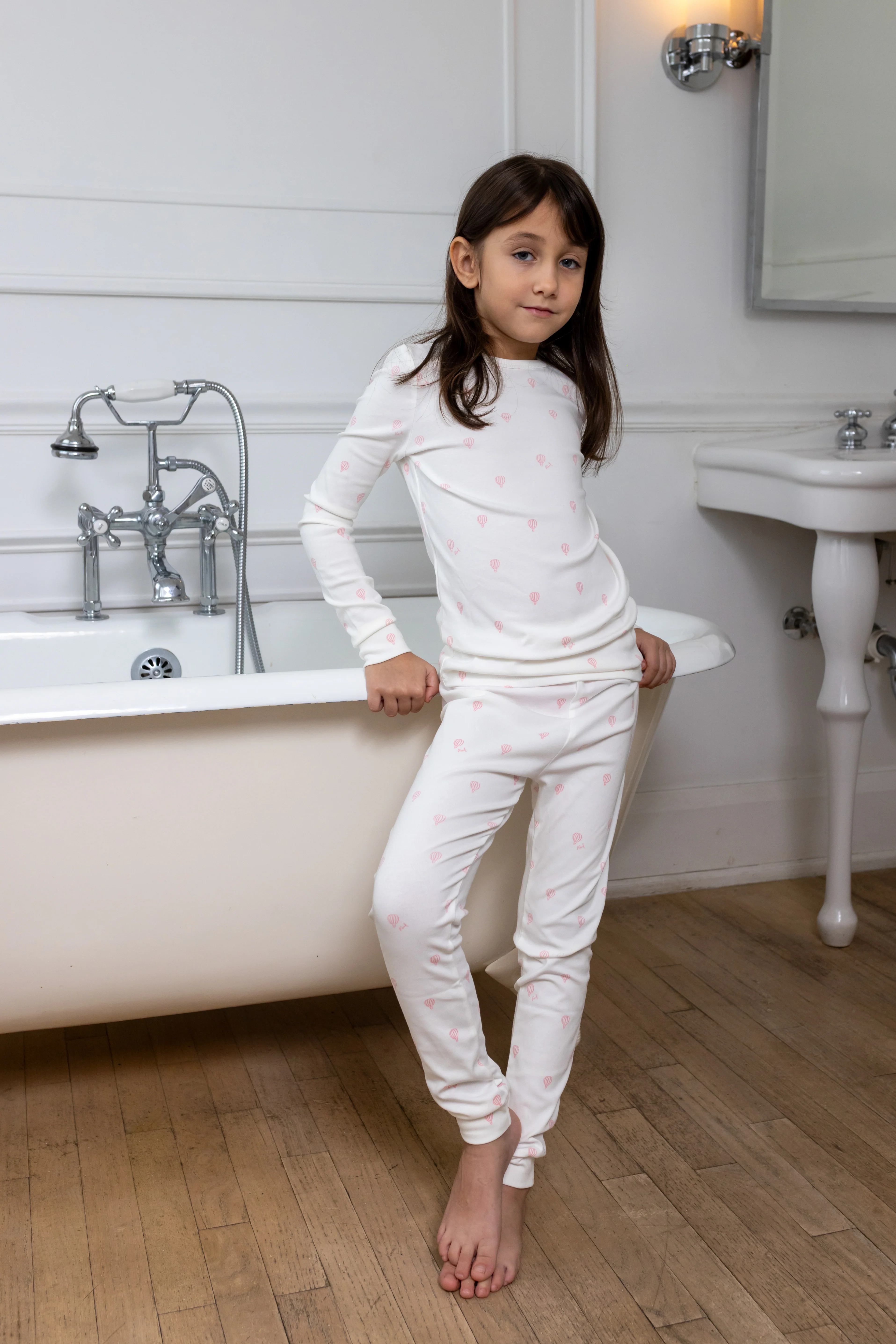 Hot Air Balloon Printed PJ- White/Pink - Image 2