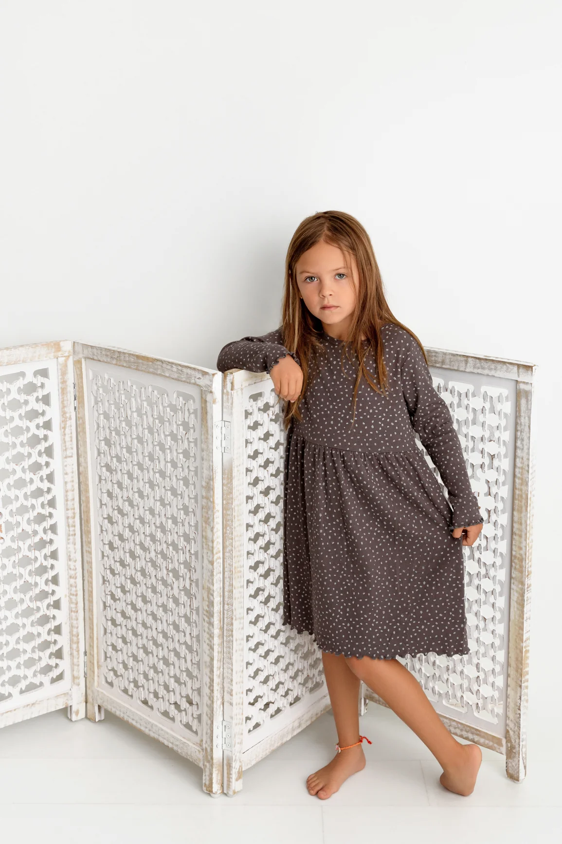 Leaf Print Dress- Gray - Image 2
