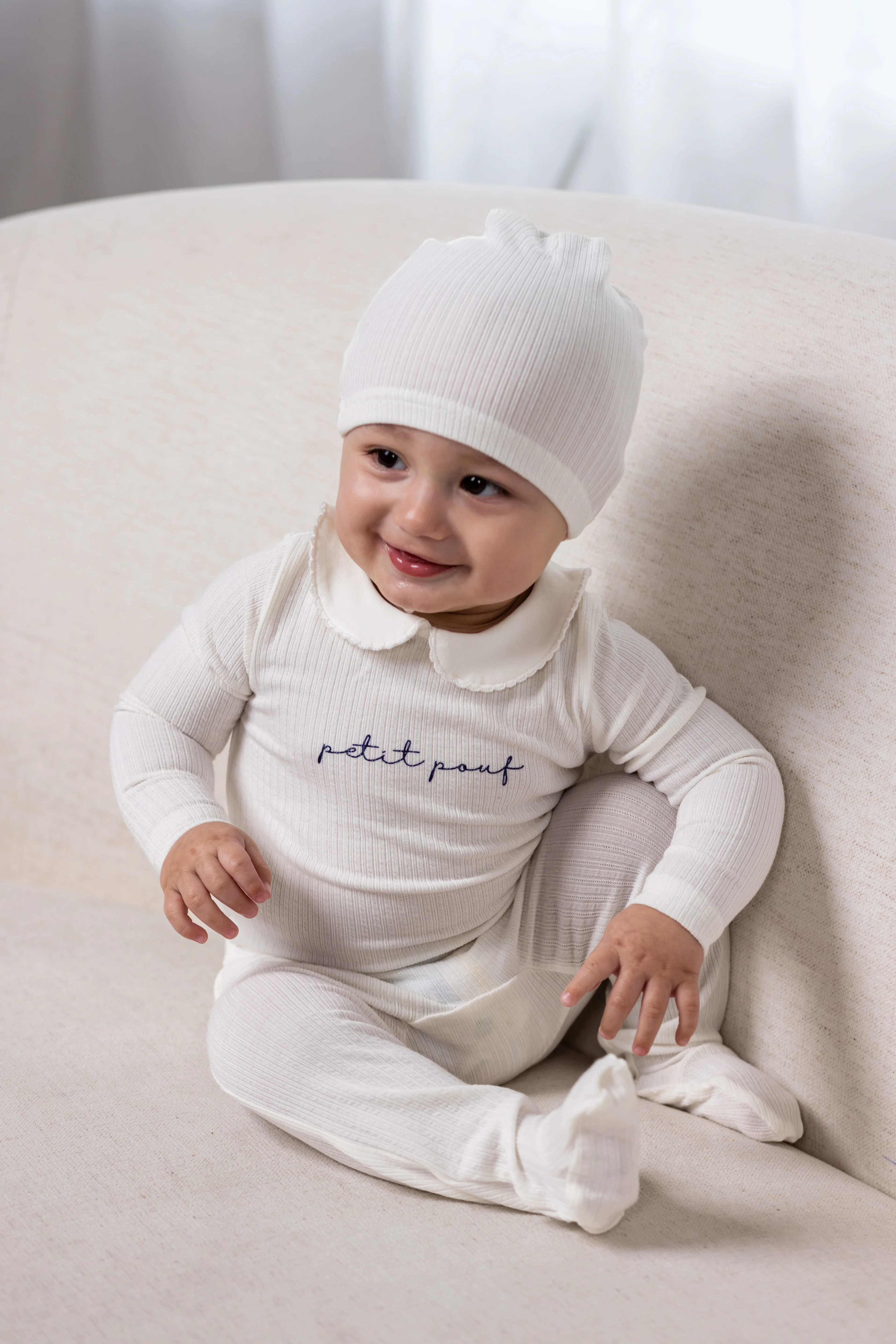 Petit Pouf Footie-White/Blue - Image 4