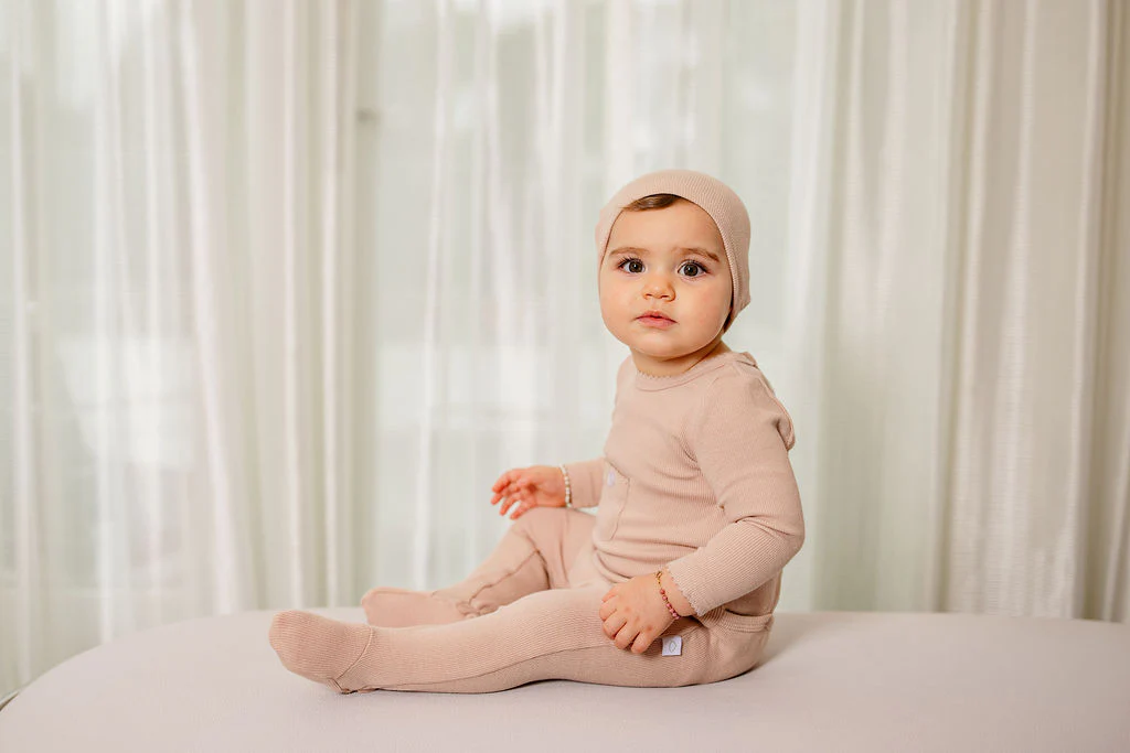 Ribbed Pocket Footie- Dusty Pink - Image 3