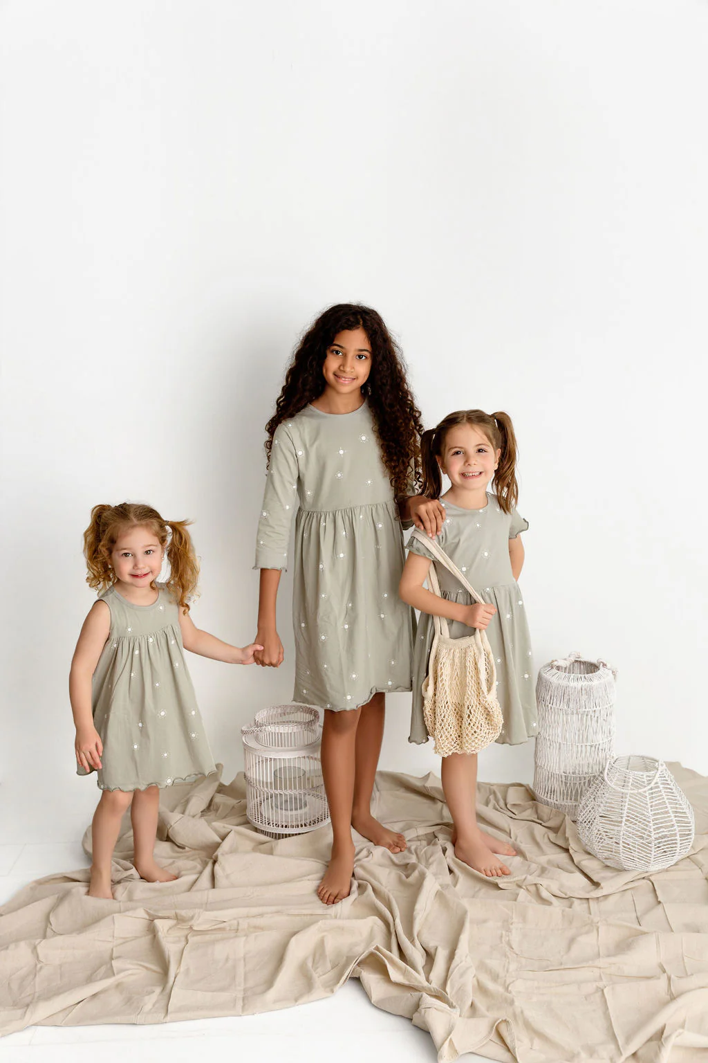 Sun Print Sleeveless Dress- Sage - Image 3