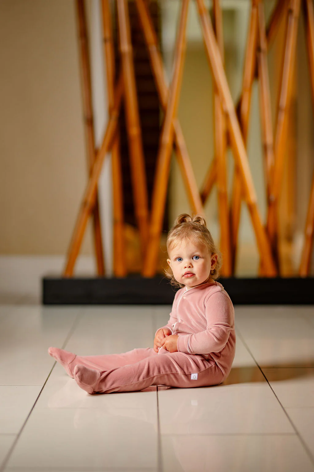 Velour Footie- Dusty Pink - Image 2