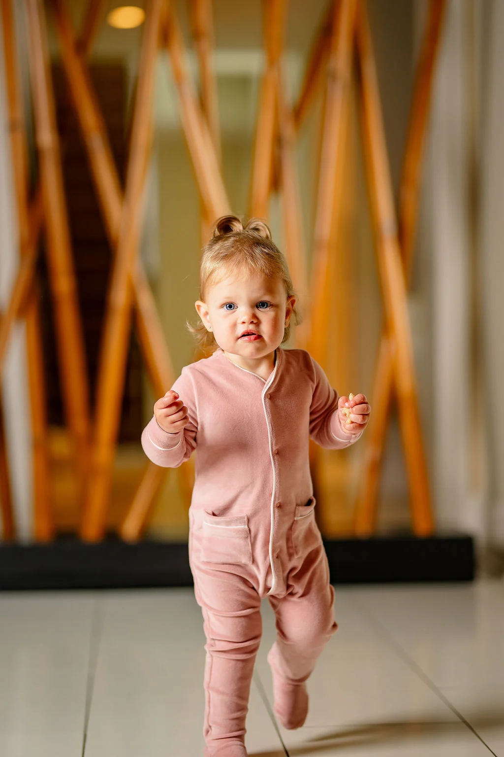 Velour Footie- Dusty Pink - Image 3