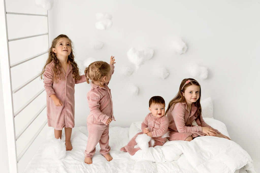 Velour Footie- Pink - Image 4