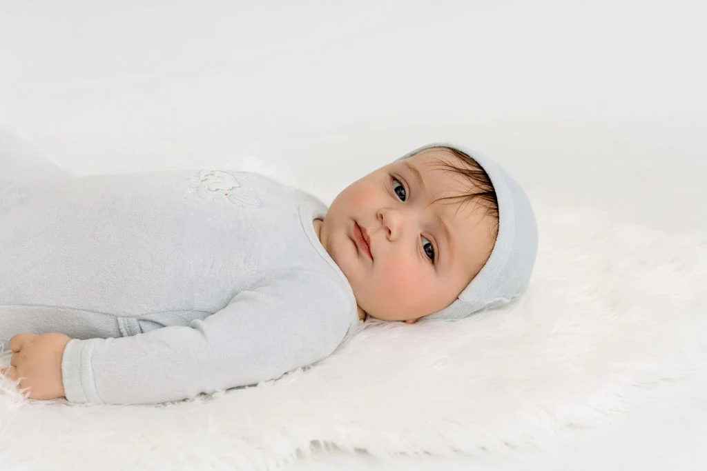 Velour Graphic Cloud Footie- Blue - Image 4